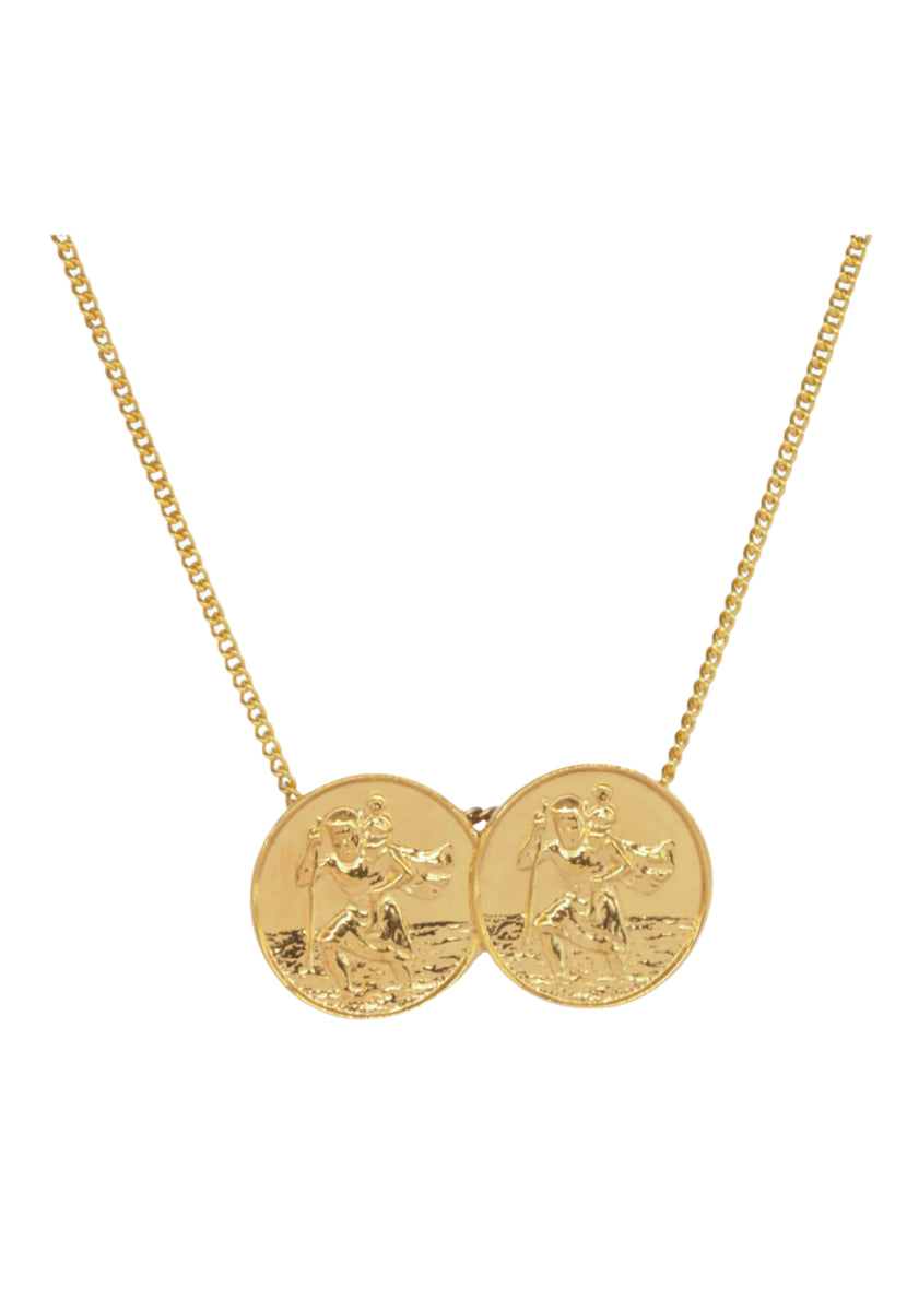 St christopher double coin necklace store