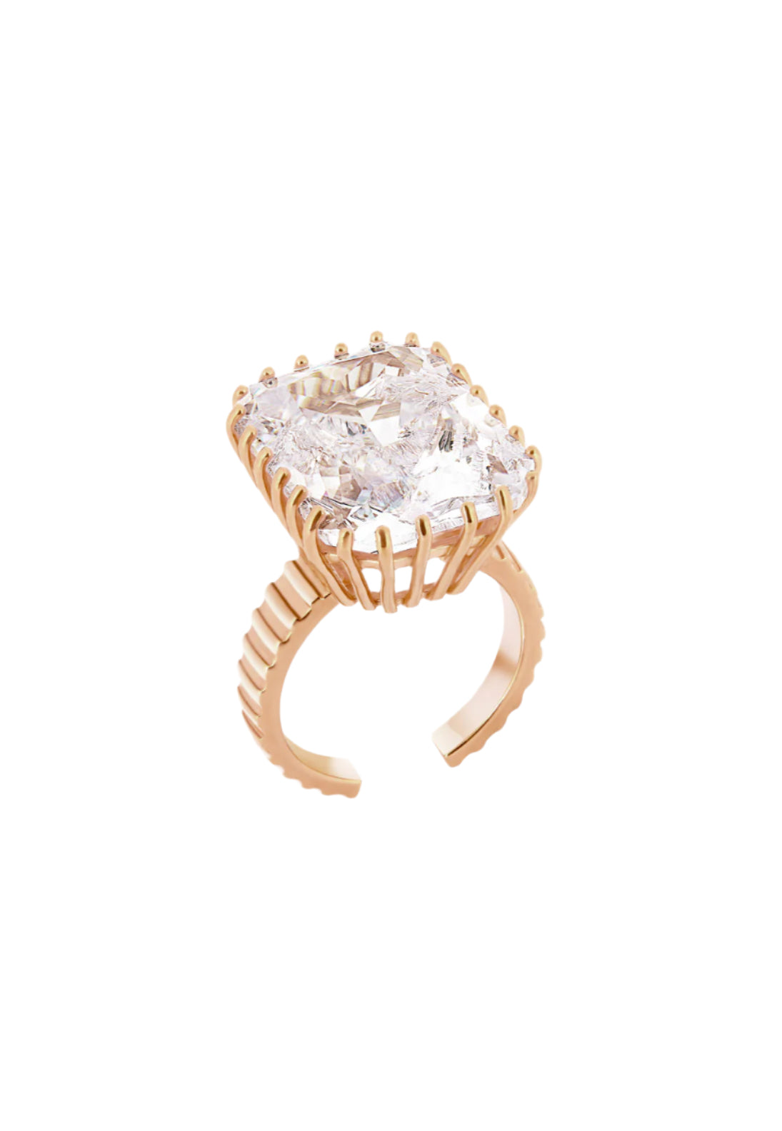 CZ Cocktail Ring Adjustable Ring Gold Plated