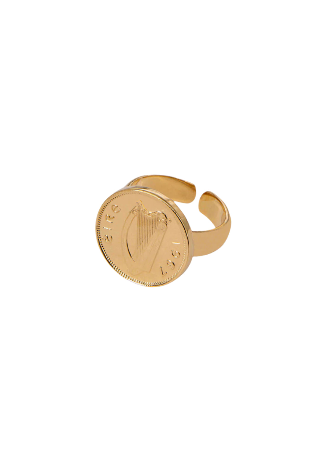 Harp Coin Adjustable Ring Gold Plated Katie Mullally