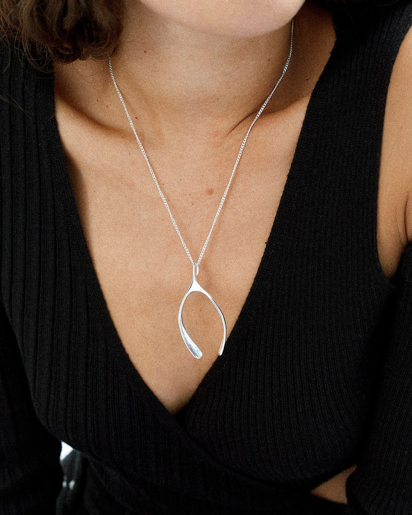 Men's Silver Wishbone Necklace